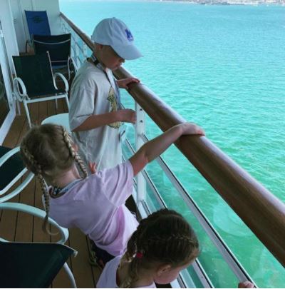 Bryant Rhule with his siblings Vivienne and Leona Rhule enjoying in a Yatch